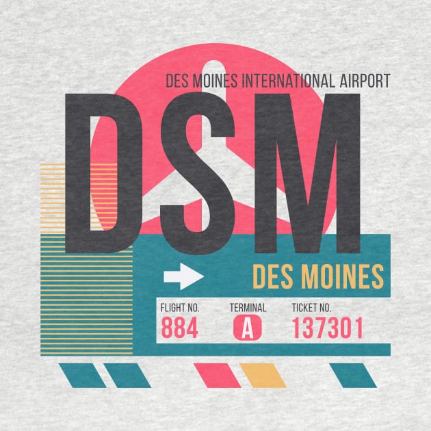 Des Moines (DSM) Airport // Sunset Baggage Tag by Now Boarding